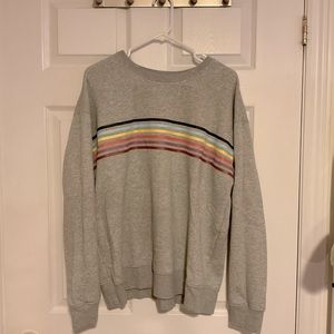Grey Sweater with Rainbow Stripes